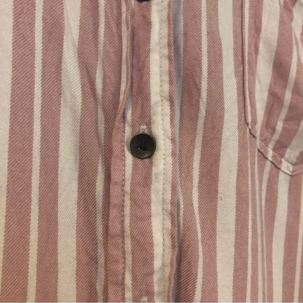 women’s large button up shirt pink white striped long sleeve - Image 7