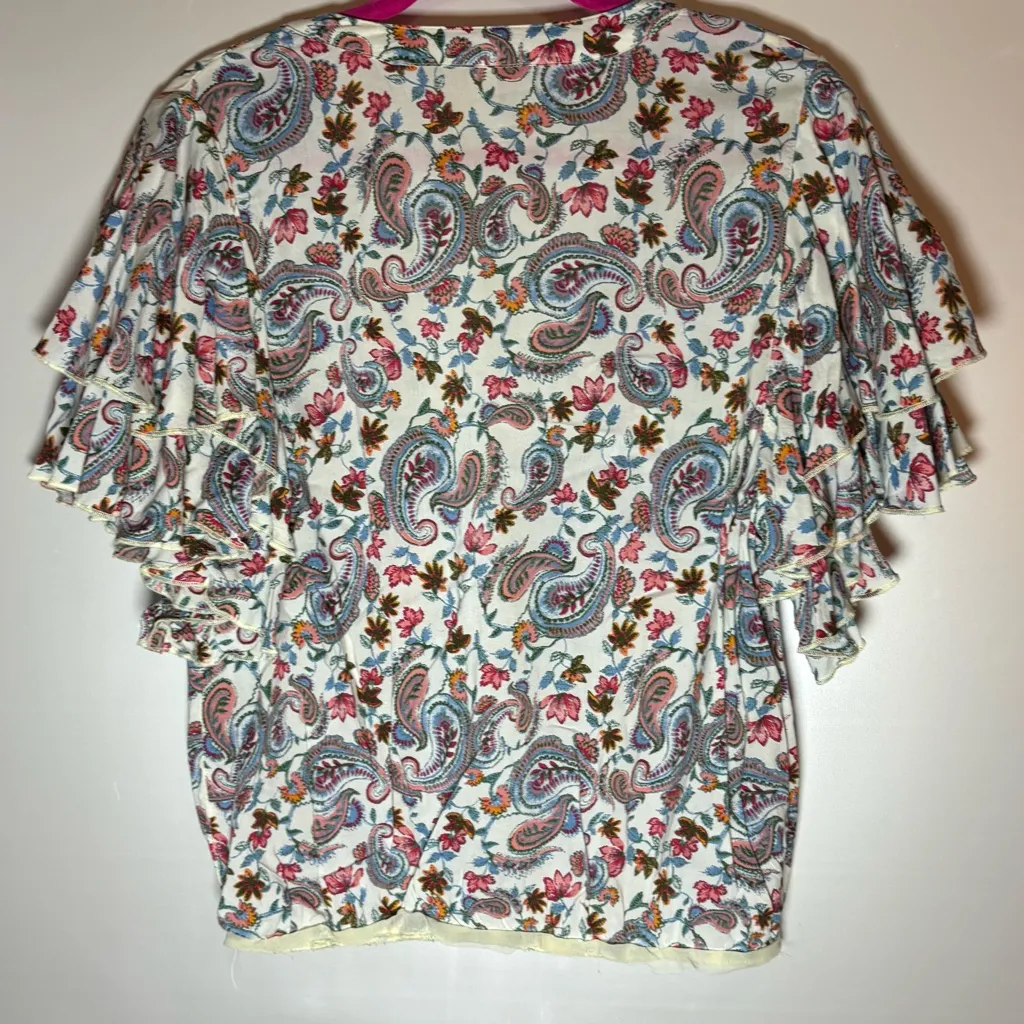 Free People Floral Paisley Blouse in Pink and Blue - Image 3