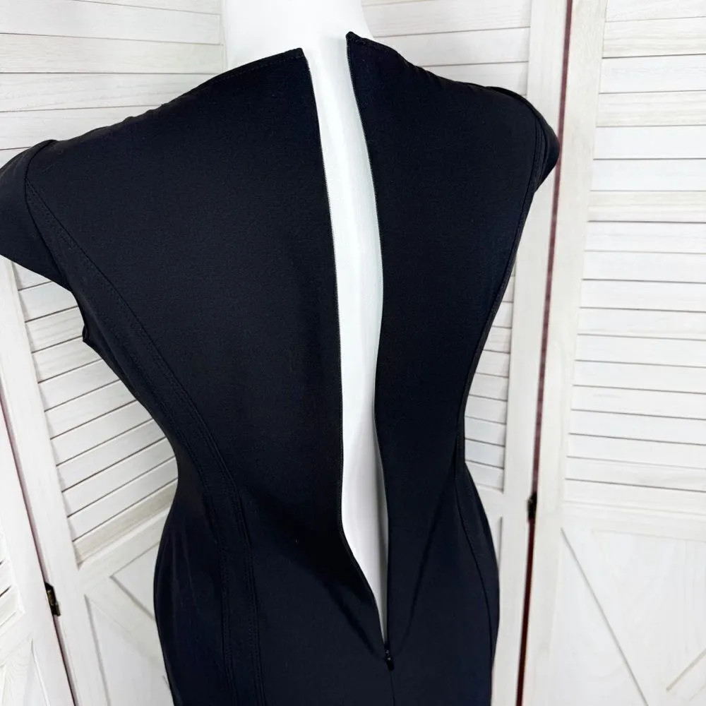 Tahari ASL Cap Sleeve Sheath Dress Black 12 Knee Length Office Professional‎ - Image 6