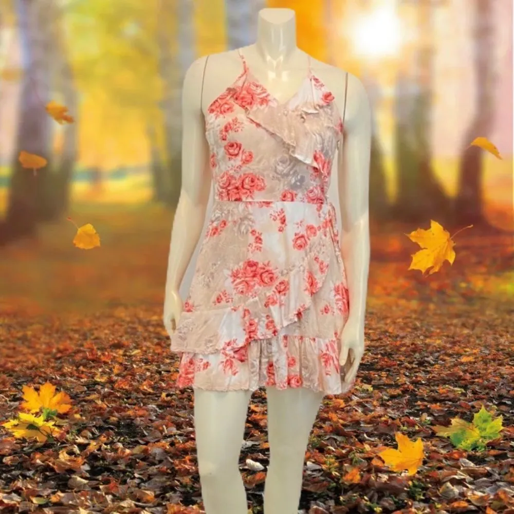 LOVE FIRE FLORAL Pink Dress Sz Large - Image 8