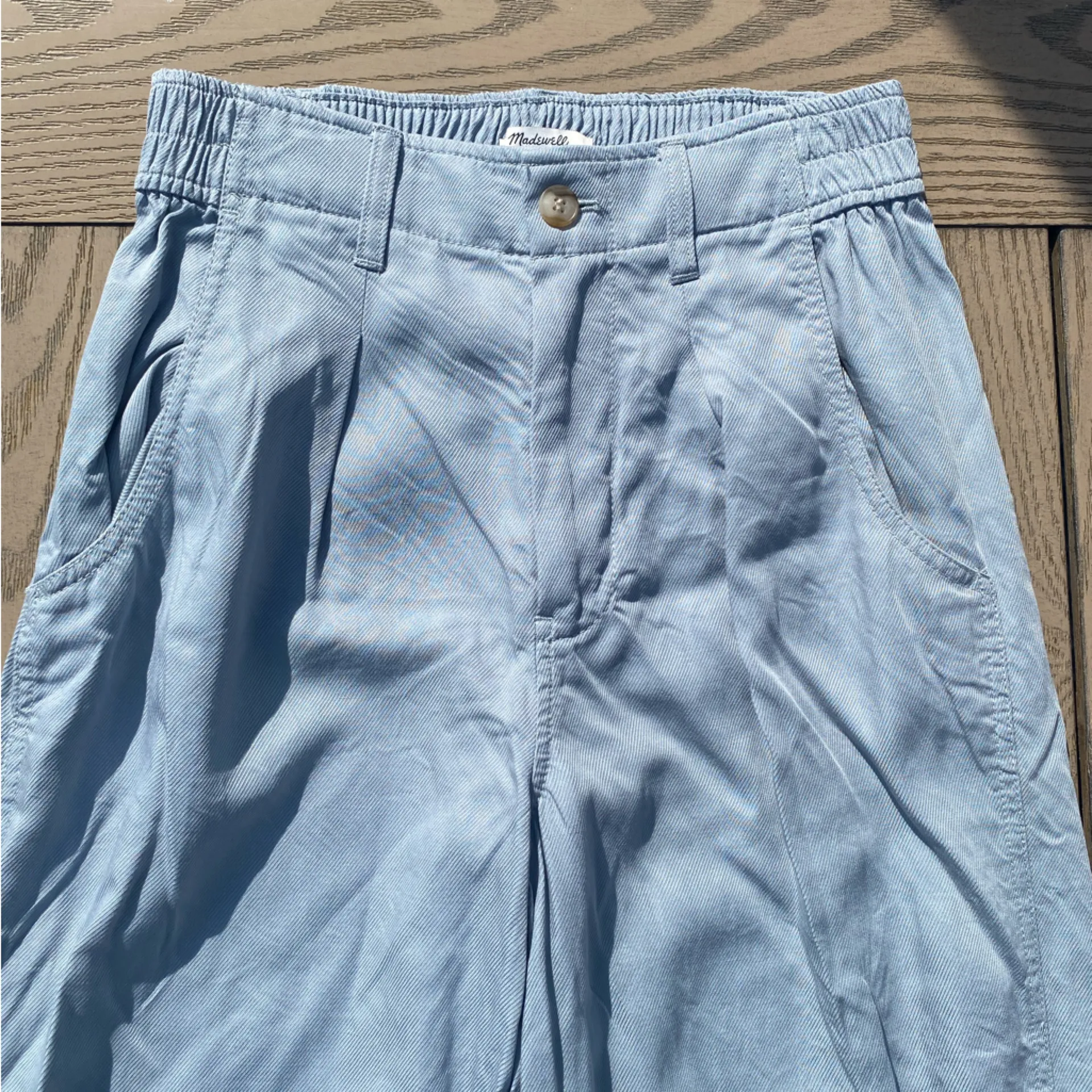 Madewell size 2 Neale straight leg flowy high rise pants blue green office wear - Image 5