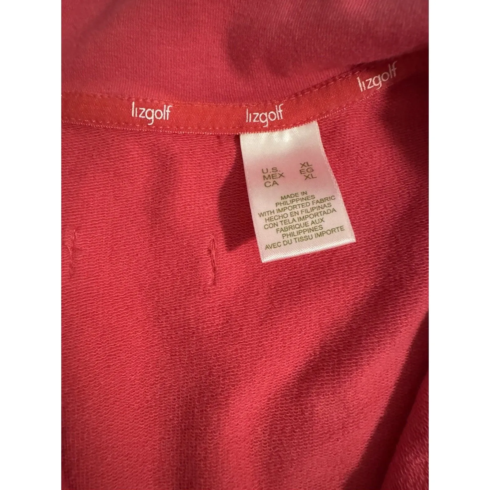 LizGolf Liz Claiborne Women's XL Pink White Quarter Zip Pullover Shirt Preppy - Image 3