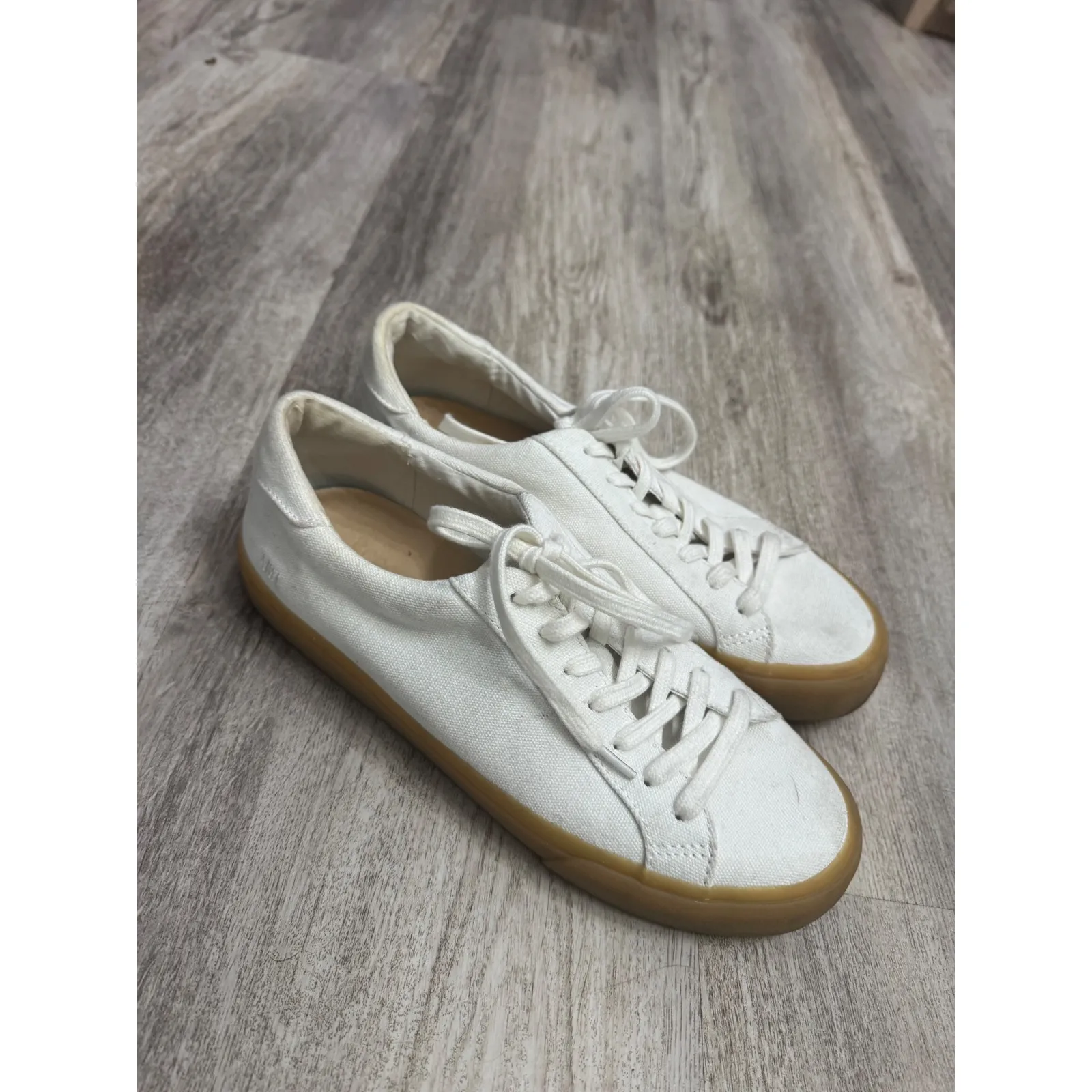 Madewell Sidewalk Low Top Sneakers White Canvas Gum Sole Women's Size 9 - Image 2