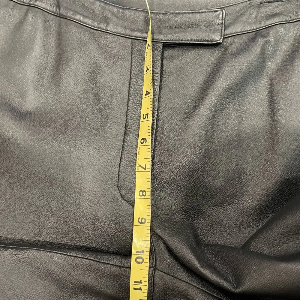 VTG Y2K Boutiue Europa Womens Genuine Black Leather Sz 8 TALL Pants Straight Leg - Image 11