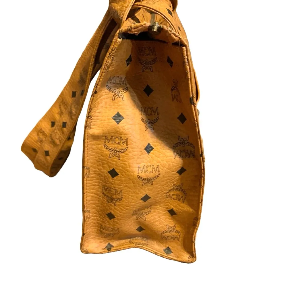 VINTAGE MCM HERITAGE TOTE BAG IN COGNAC VISETOS CANVAS R8909 - Image 9