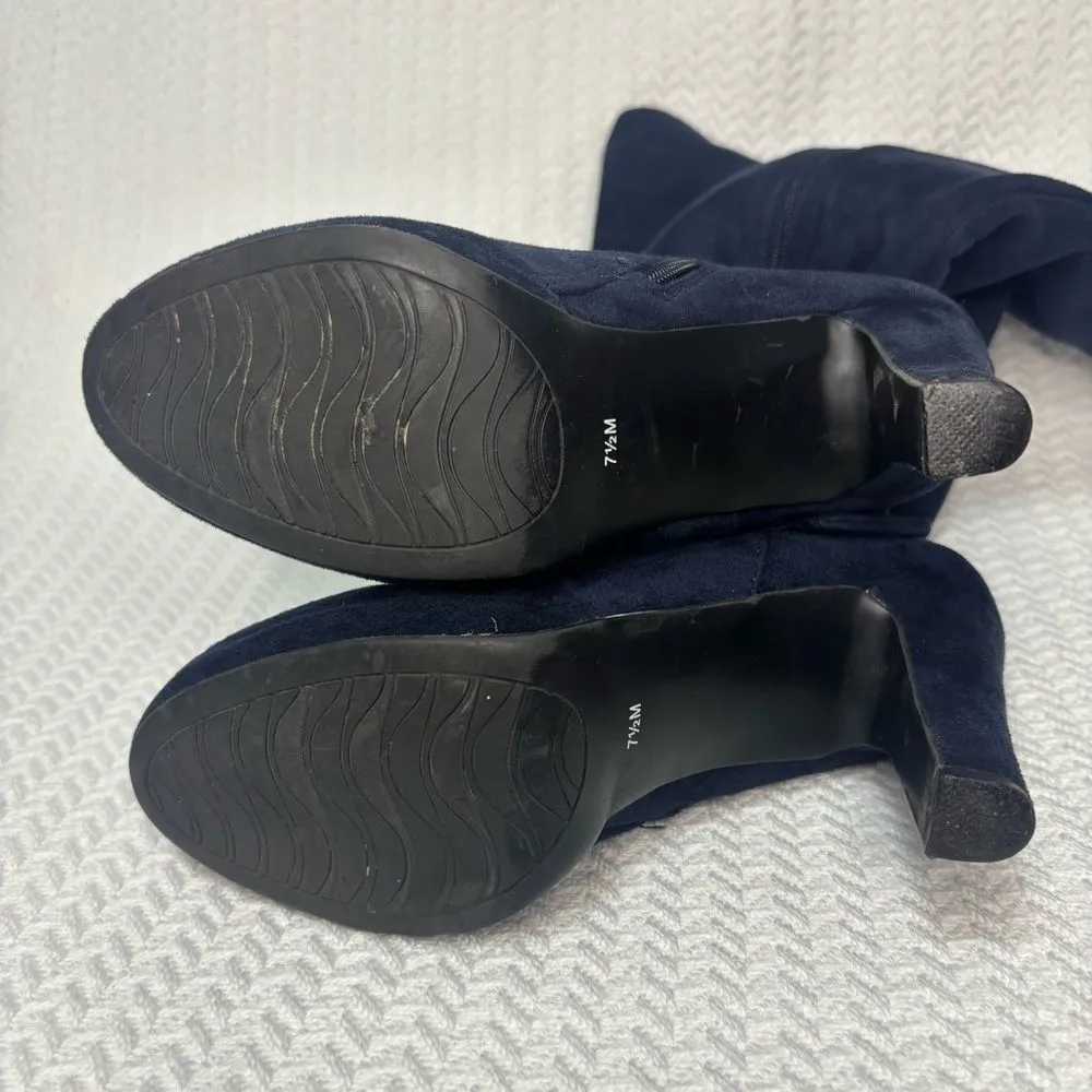 Impo Stretch Chic Classic Navy Blue Tall Suede Whimsigoth Women's Boots Sz 7.5M - Image 6