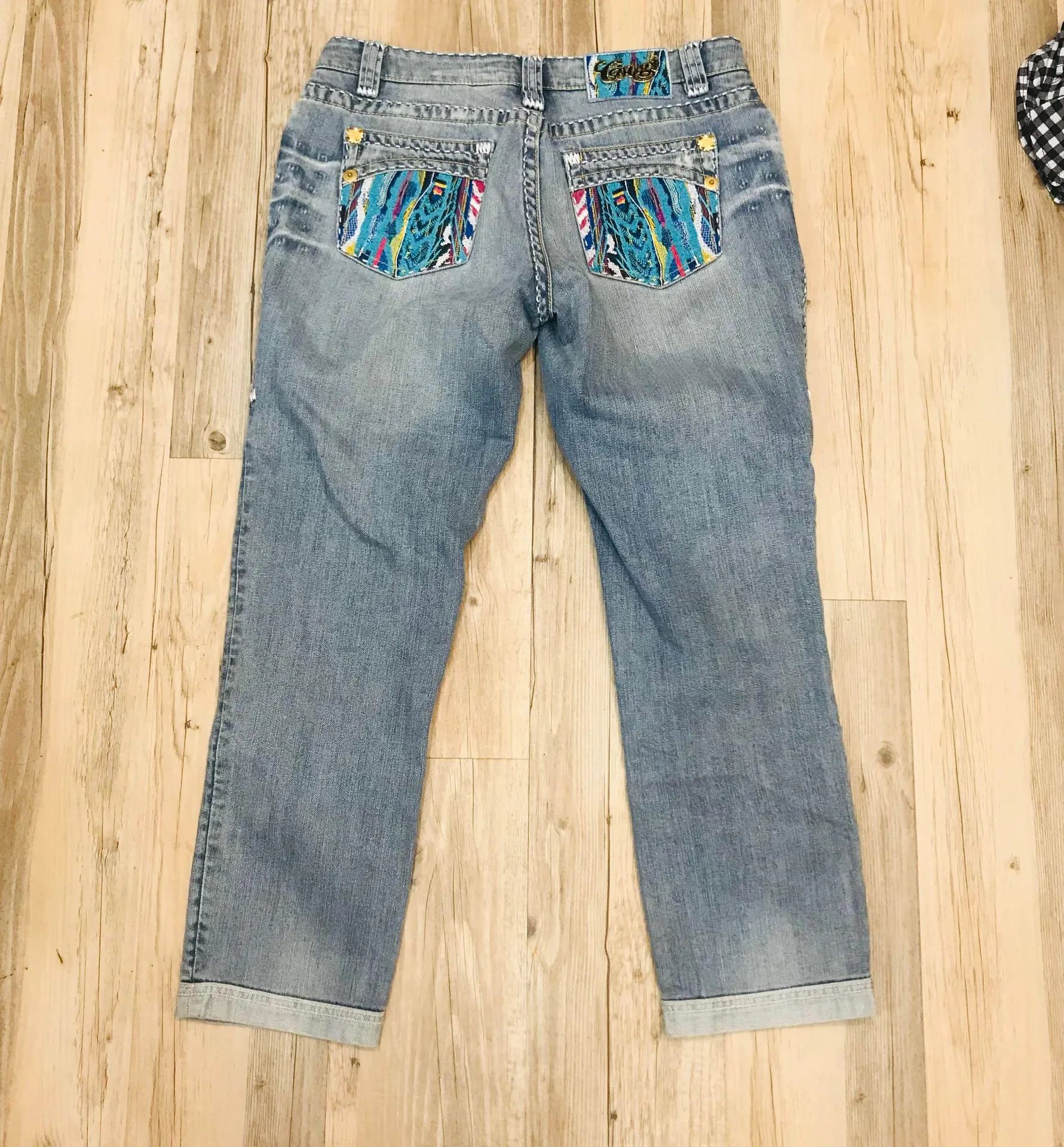 Coogi Cropped Stretch Jeans Turquoise size 3/4 - Image 2