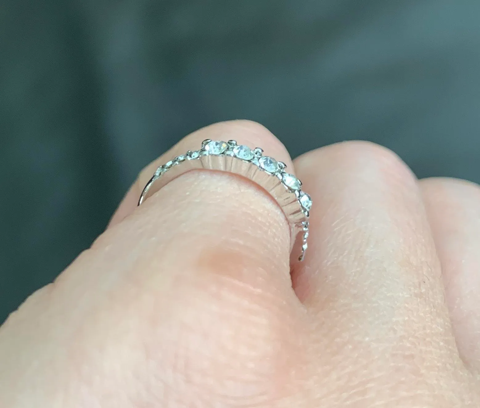 Silver Rhinestone Pinky Ring - Image 3