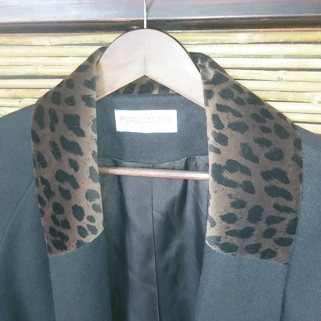 Forecaster 14 Black Leopard Wool Long Coat - Image 8