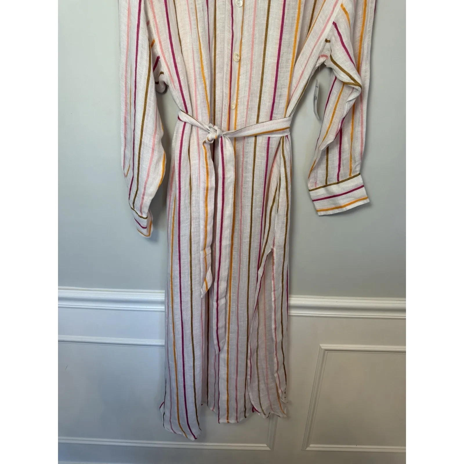 Vitamin A Playa 100% Linen Caftan Swim Coverup Dress Belted Sz S NWT - Image 7