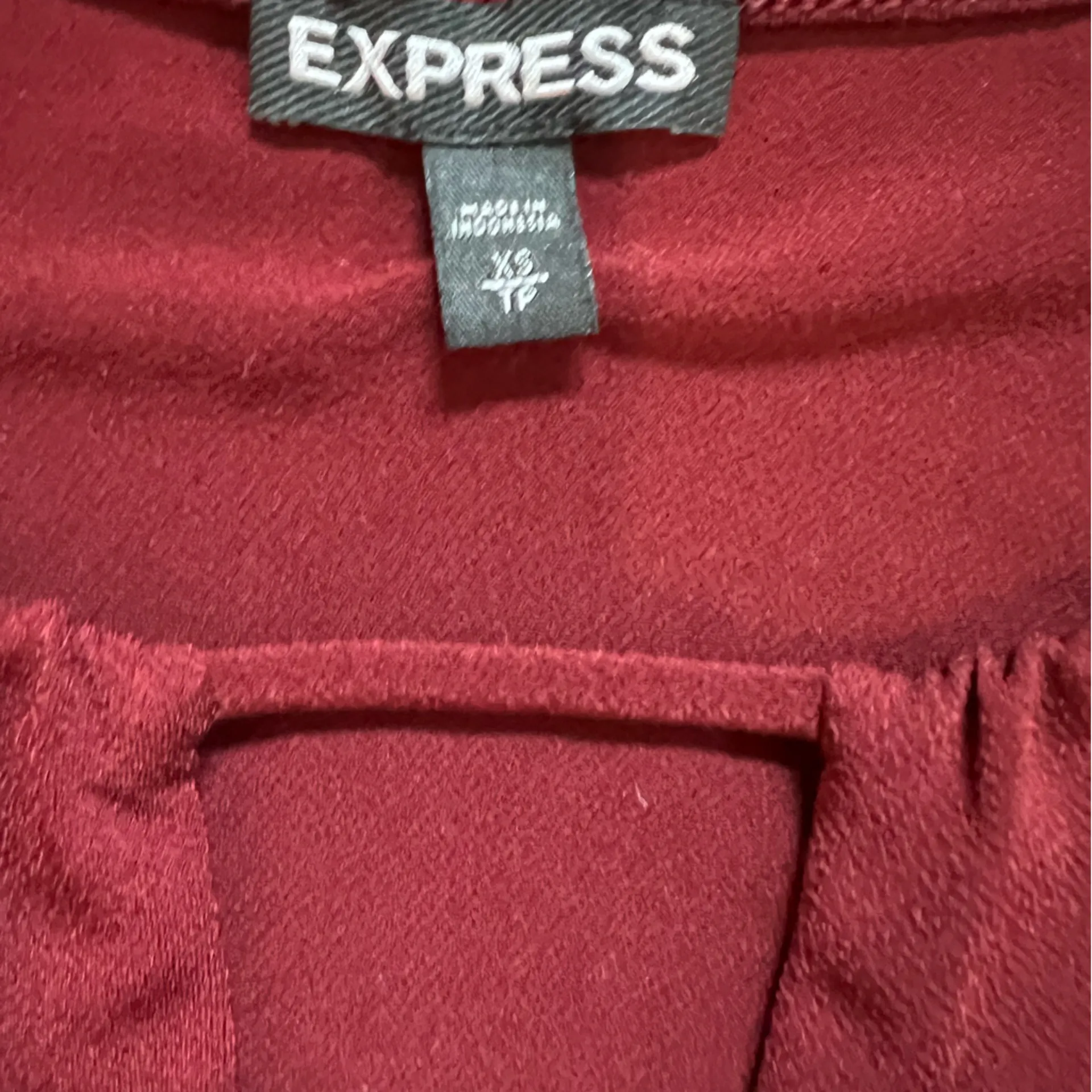 Express halter style fitted top. Burgundy in color. - Image 2