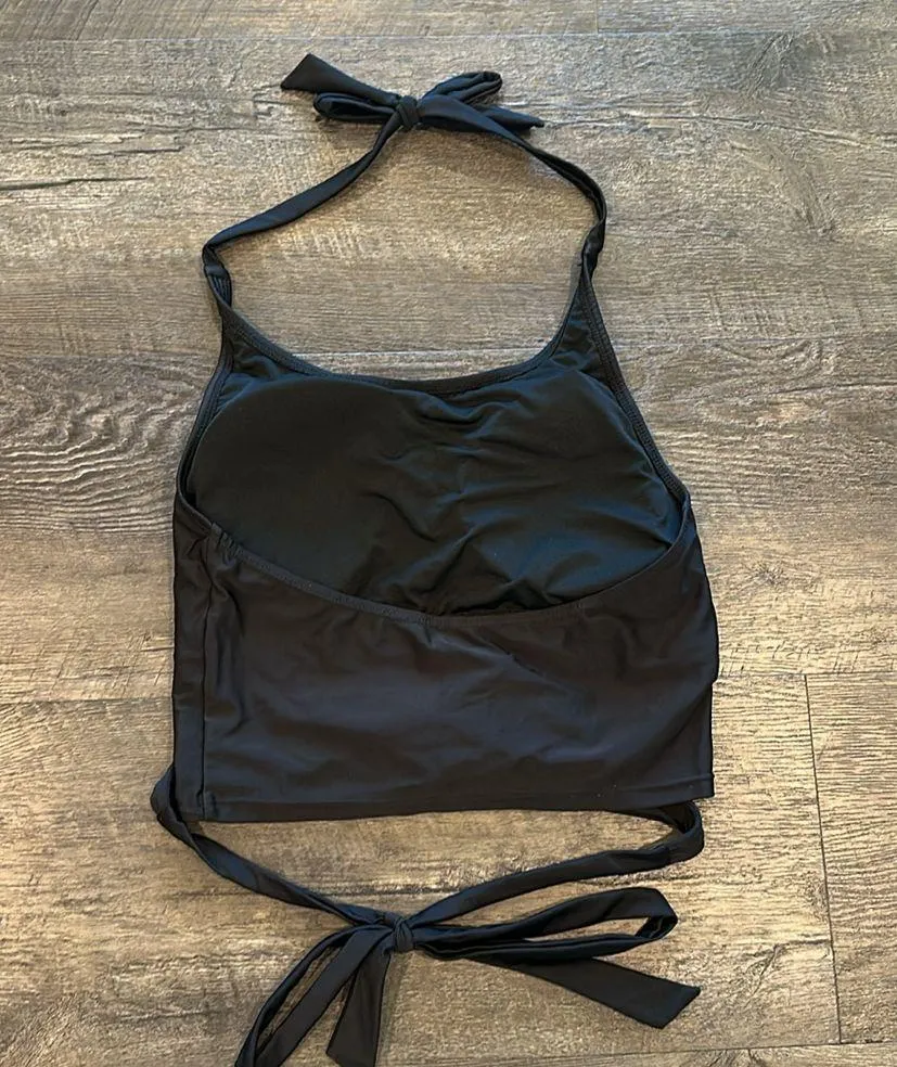 Coral Reef Medium Racha Black Halter Tie Bikini Top NWOT - Image 7