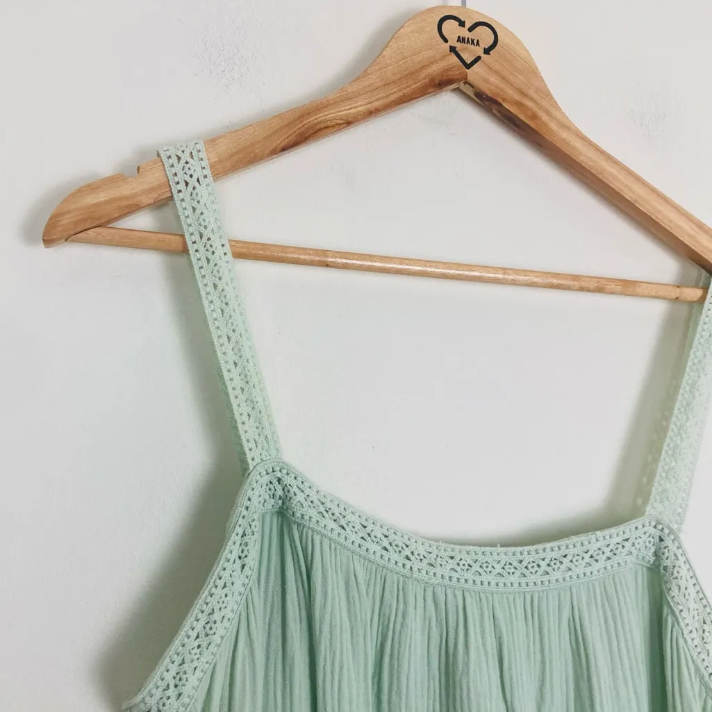 Magaschoni mint green cotton gauze maxi dress with lace trim and flounce. Size L - Image 4