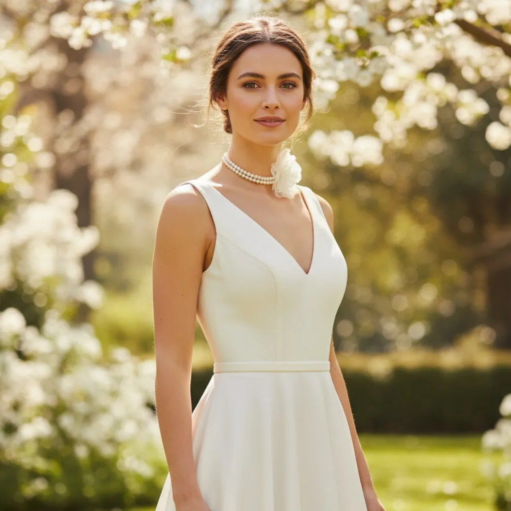 Elegant Cream sheer lace flower on pearl choker. New White Size undefined - Image 4