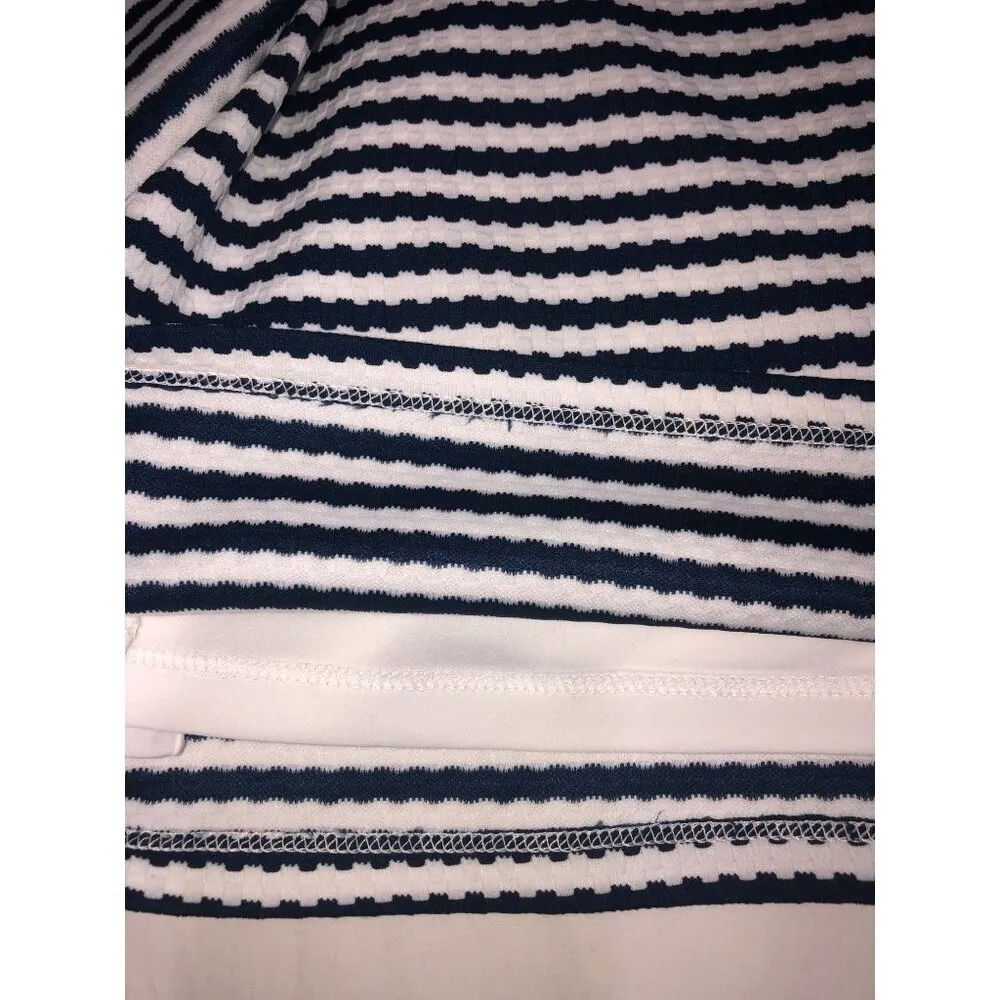 Hutch Off Shoulder Dress Size S Blue White Striped Knit Asymmetrical Nautical - Image 10