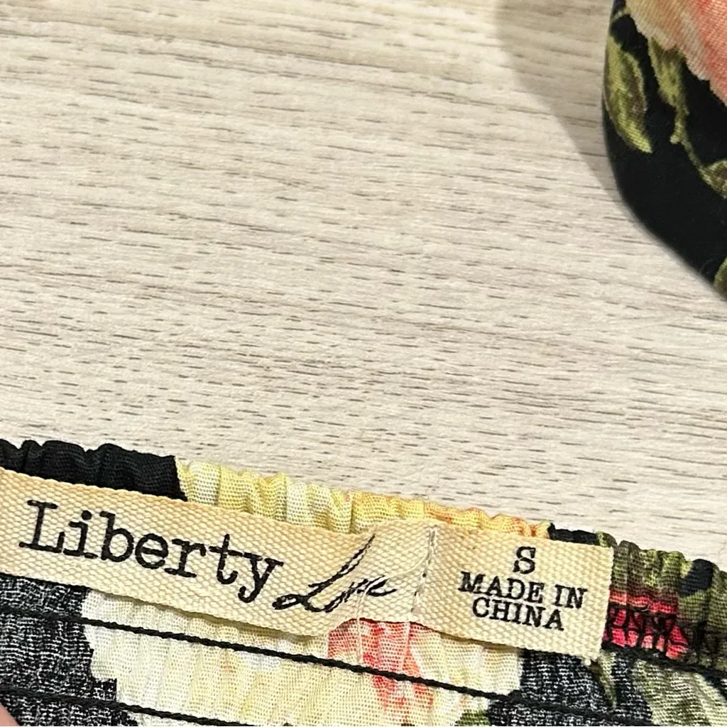 Liberty Love Zip Up Front Corset Tank Top Black Floral Sweetheart Shirt Size S - Image 4