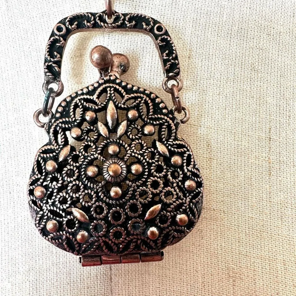 Filagree purse locket pendant necklace - Image 12