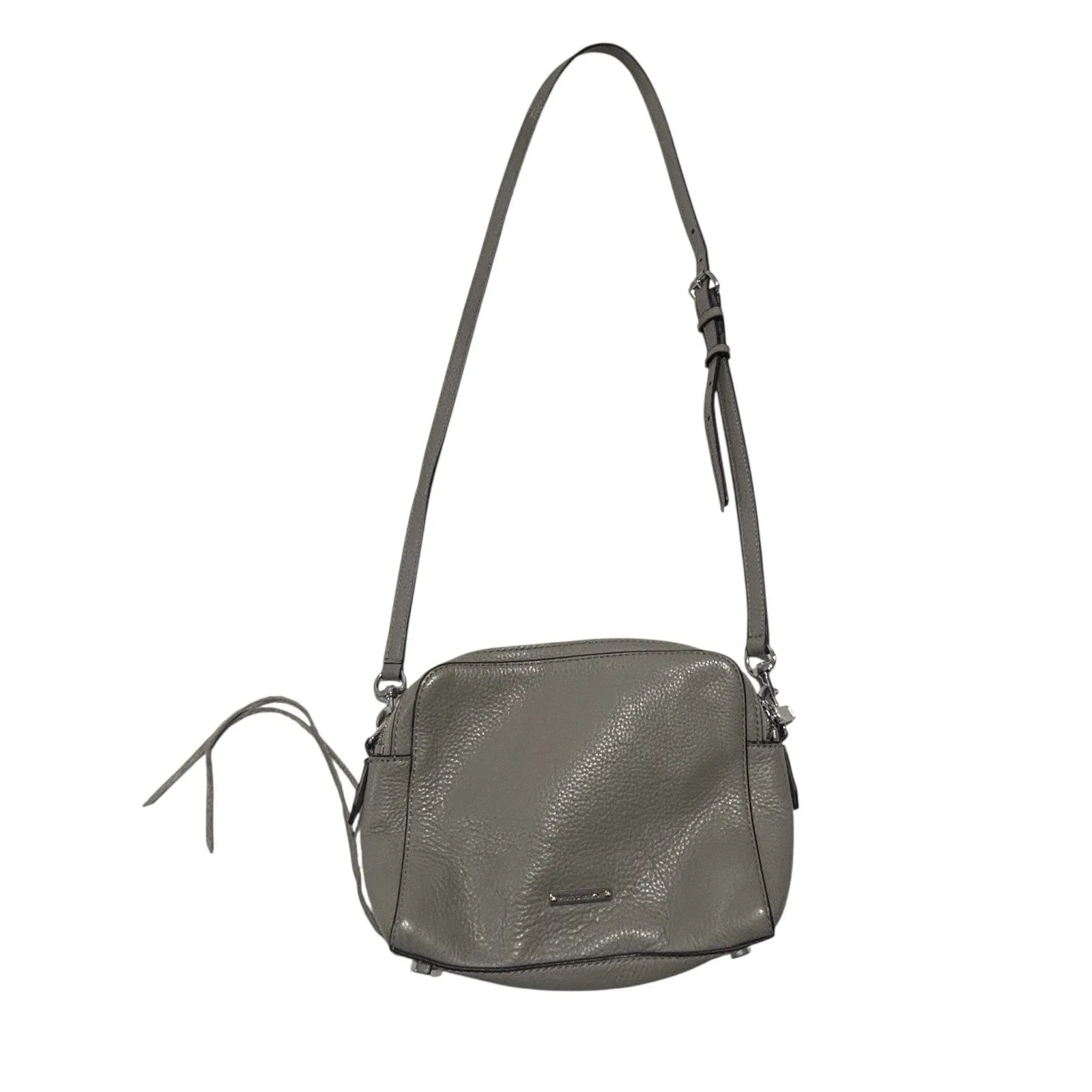 Rebecca Minkoff Crossbody Bag Dark Gray Leather Mini M.A.C. Zip Chain Strap Stud - Image 9