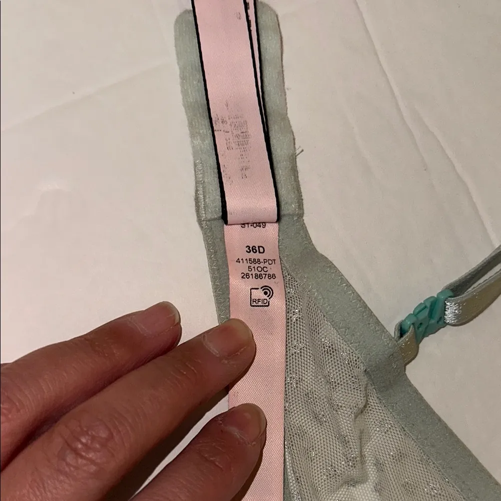 Victorias Secret Sexy Tee Lace Unlined Demi Bra Mint Green Foil Stars size 36D - Image 15