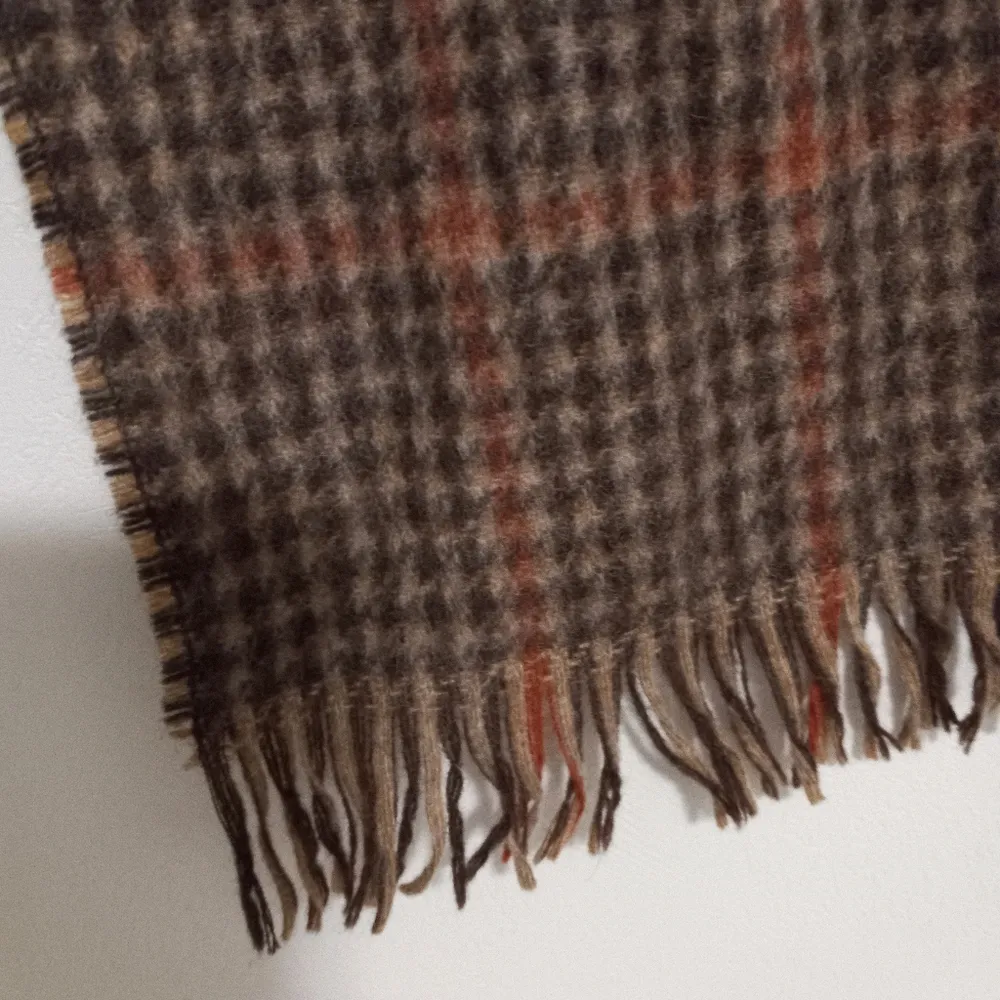 Scottish Wool Scarf Earthtones Plaid 10x28 Brown - Image 4