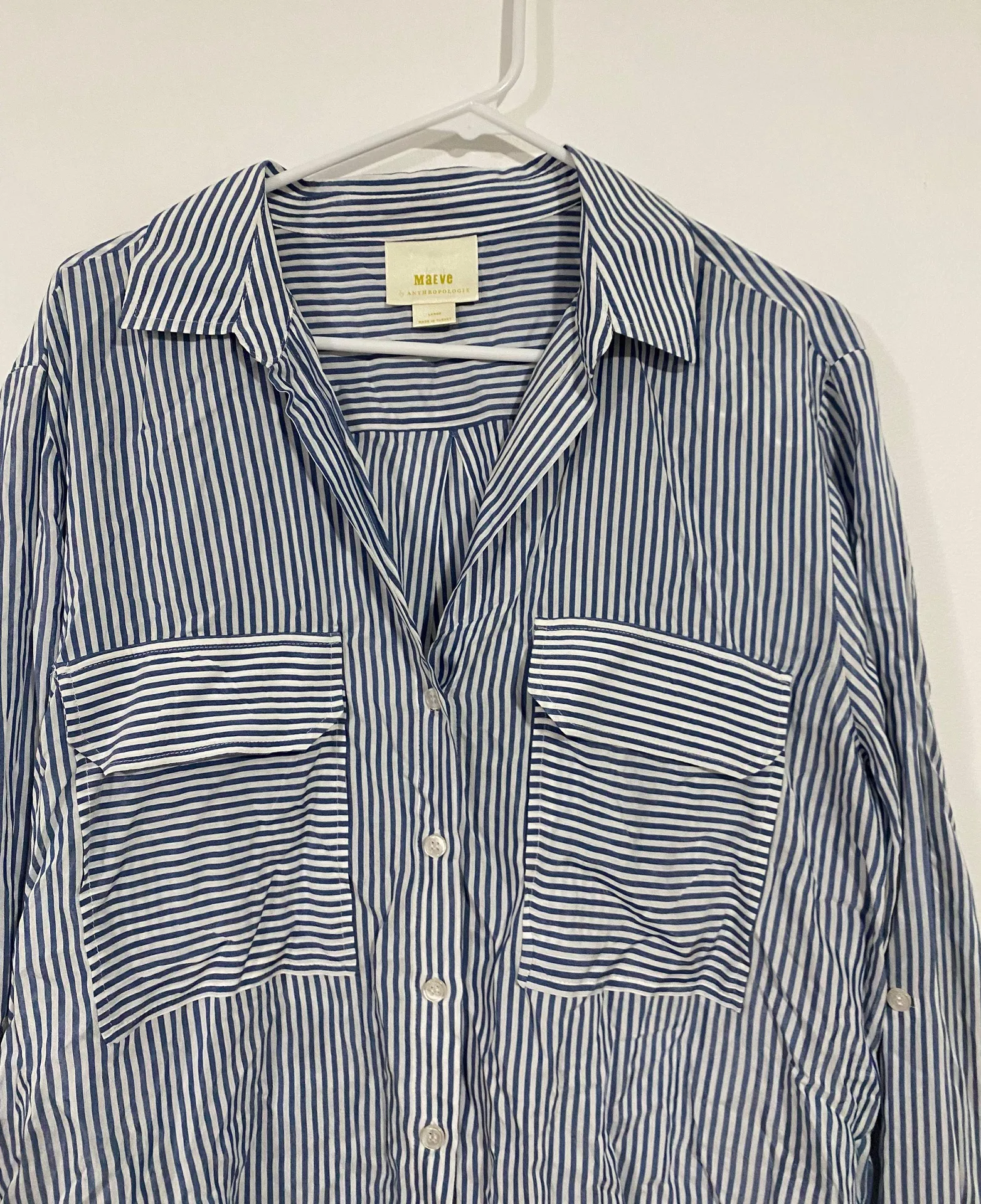 Anthropologie Maeve Striped Long Sleeve Button Up Shirt - Image 2