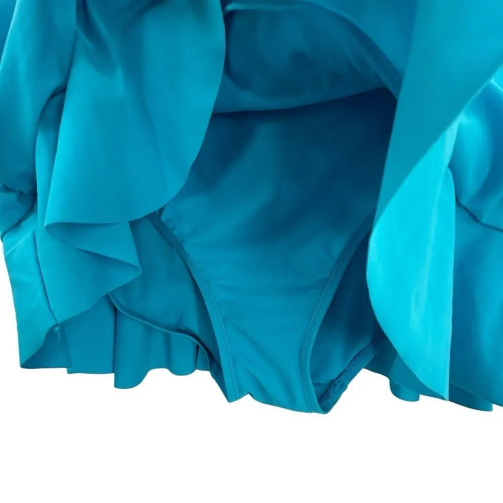 Catalina Swim Skirt Turquoise Blue Ruched Sides Modest Bikini Bottom Size XL - Image 12