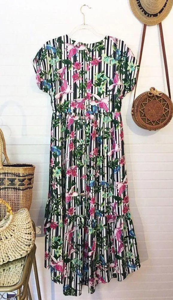 NEW Sugar + Lips Tropical Striped Midi Dress​ - Image 6