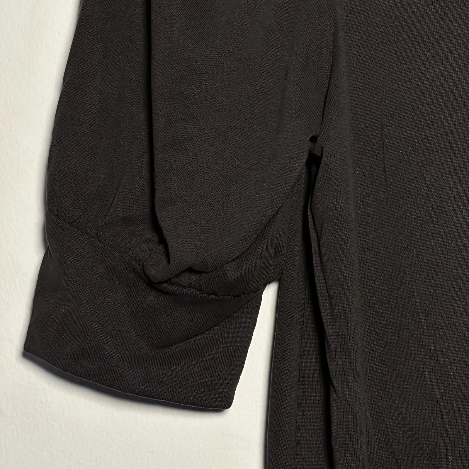 Catherine Malandrino Black V Neck Tie Waist Puff Sleeve Top XS - Image 9