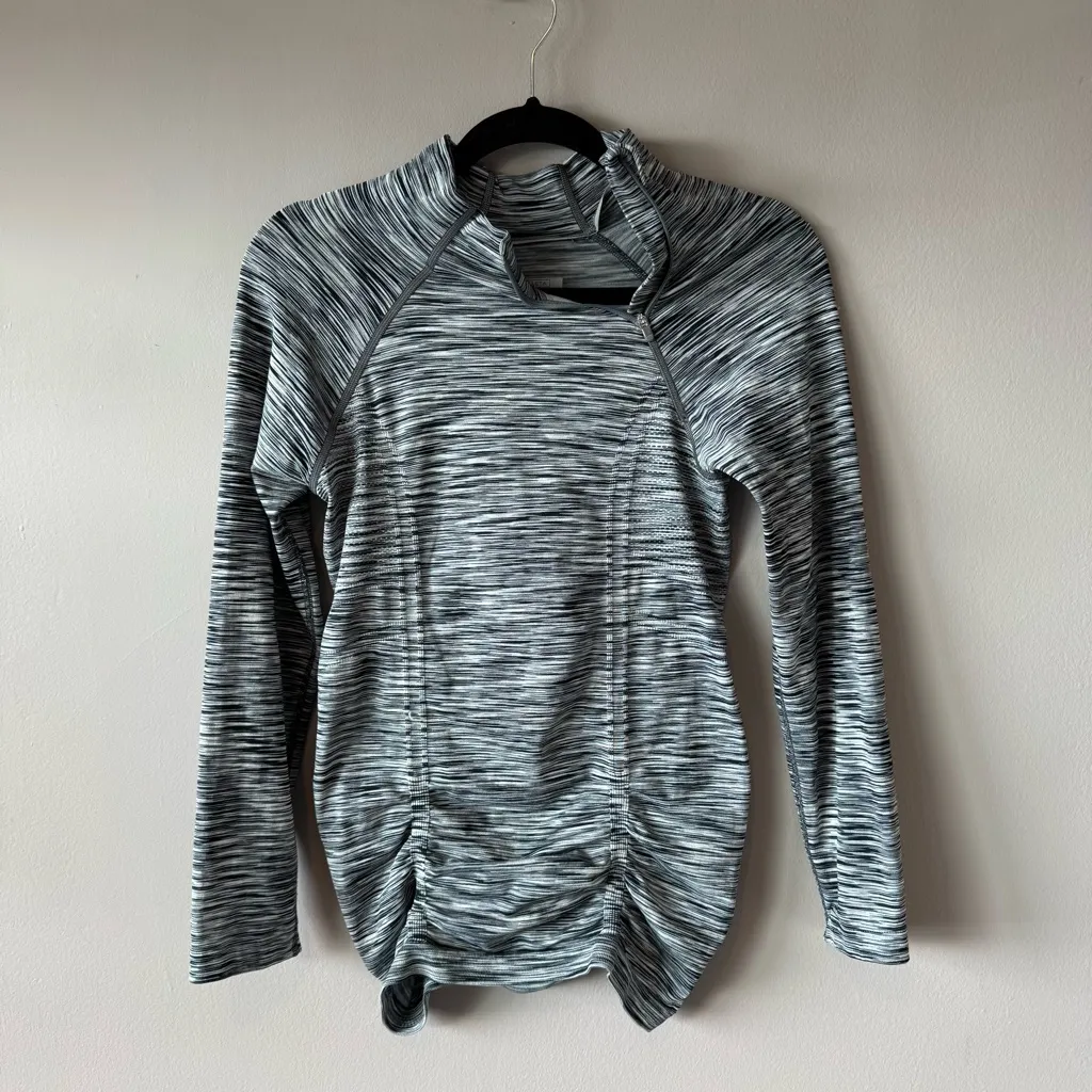 Athleta Women’s‎ Fastest Track Asymmetrical Half Zip Space Dye Cobblestone XS - Image 2