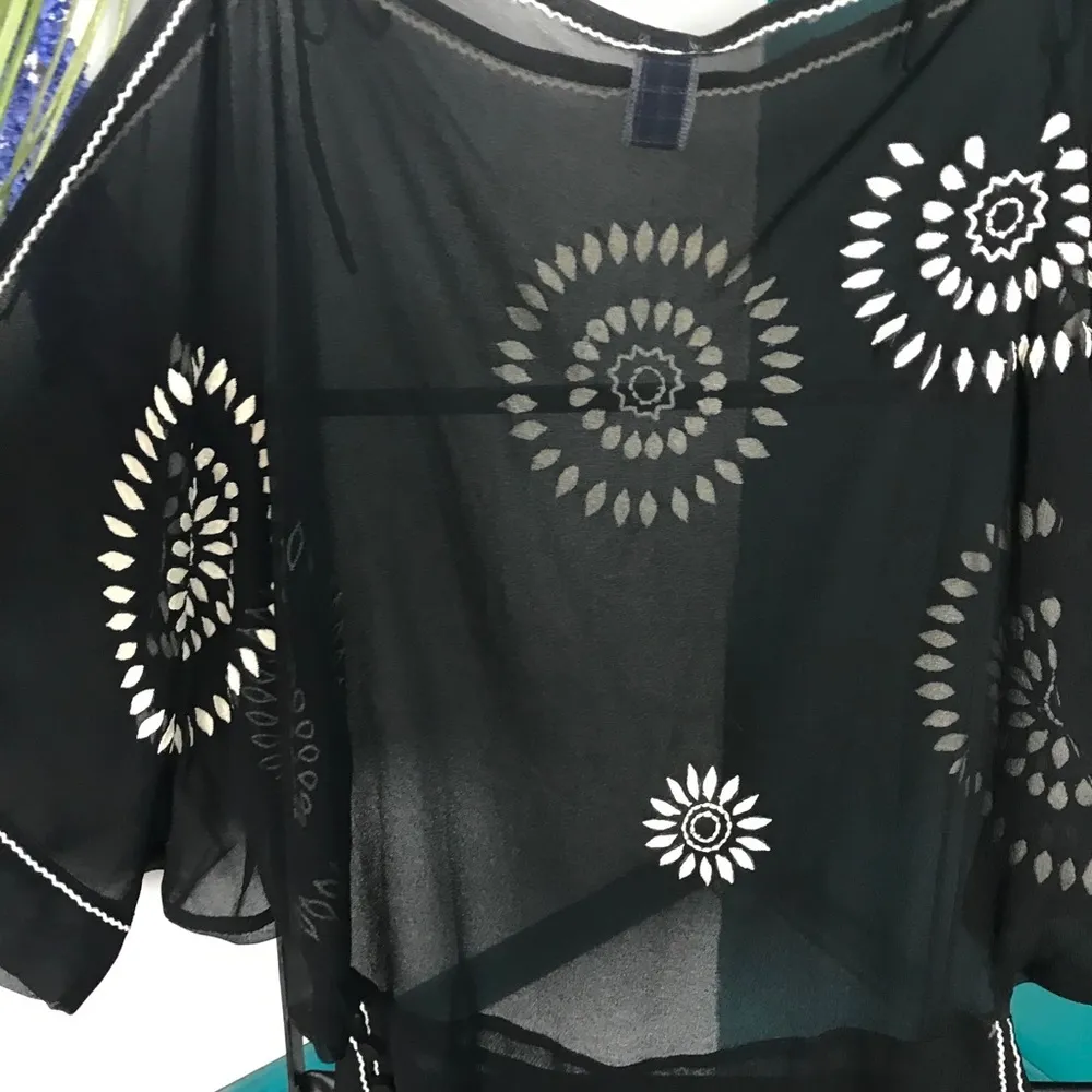 Free People semi sheer black tie open sleeve top - Image 8