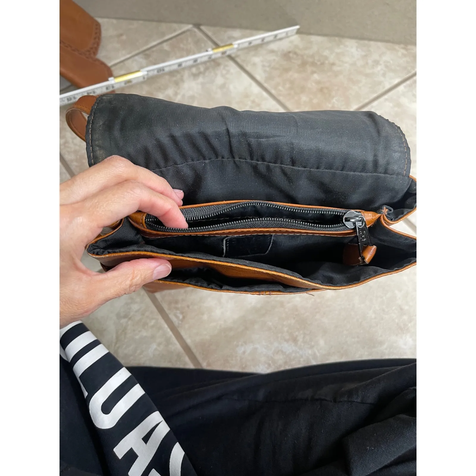 FRYE Women Tan Leather Flap Top Mini Backpack Purse Bag saddle bag VTG crossbody - Image 11