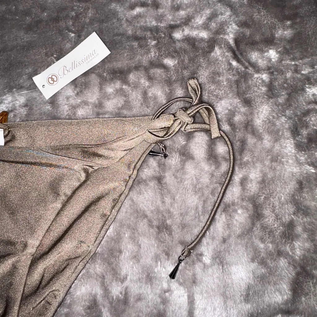 Elegant Tan Bikini Bottom with Adjustable Ties Size L - Image 3
