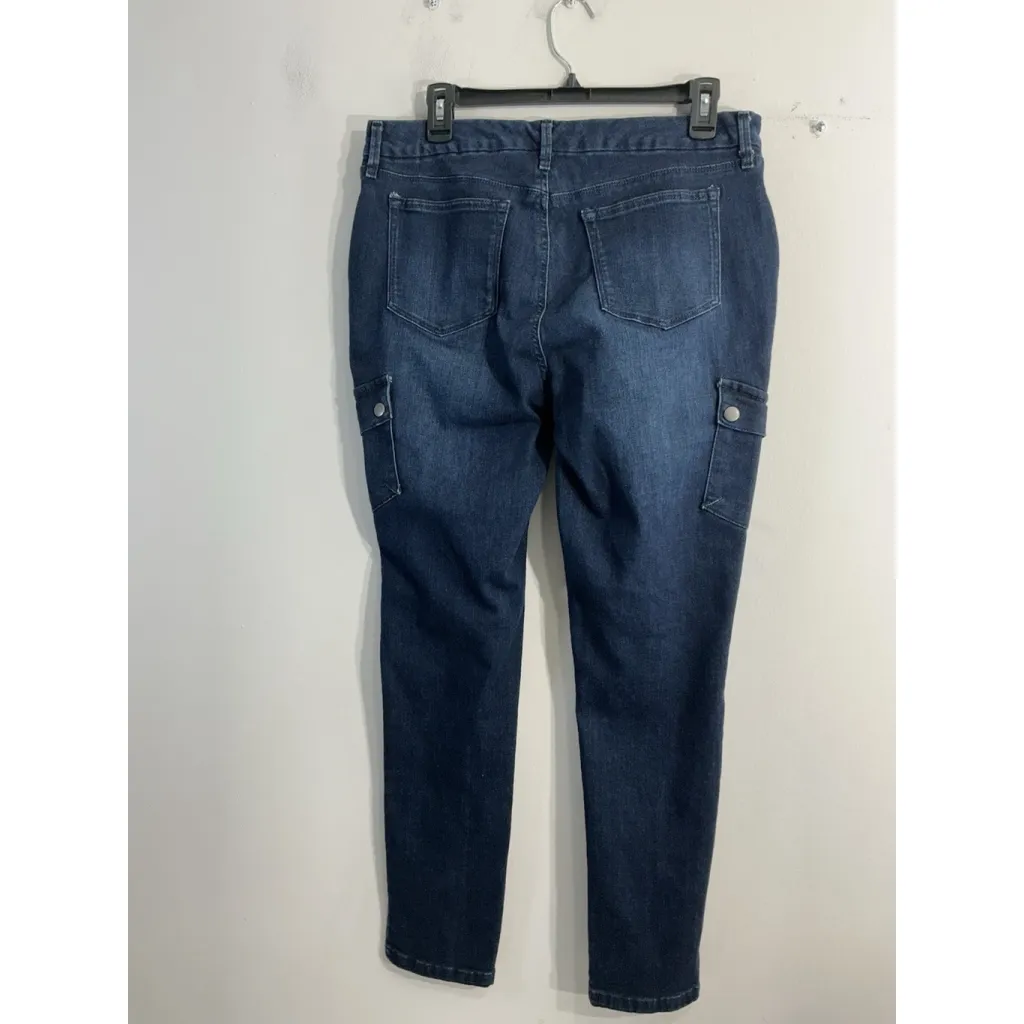 Womans Style & Co Denim Jeggings 12 P Front Zip/snap Blue Pockets Stretch Size 12P - Image 2