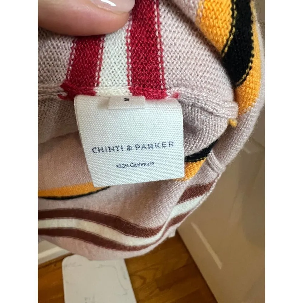 CASHMERE Chinti and Parker Multicolor Striped Sweater Shoulder Buttons Sz. S - Image 5