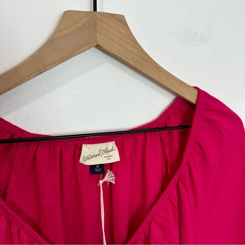 Universal Threads Women's Tie-front Puff 3/4 Sleeve Midi Dress Pink size Medium - Image 7