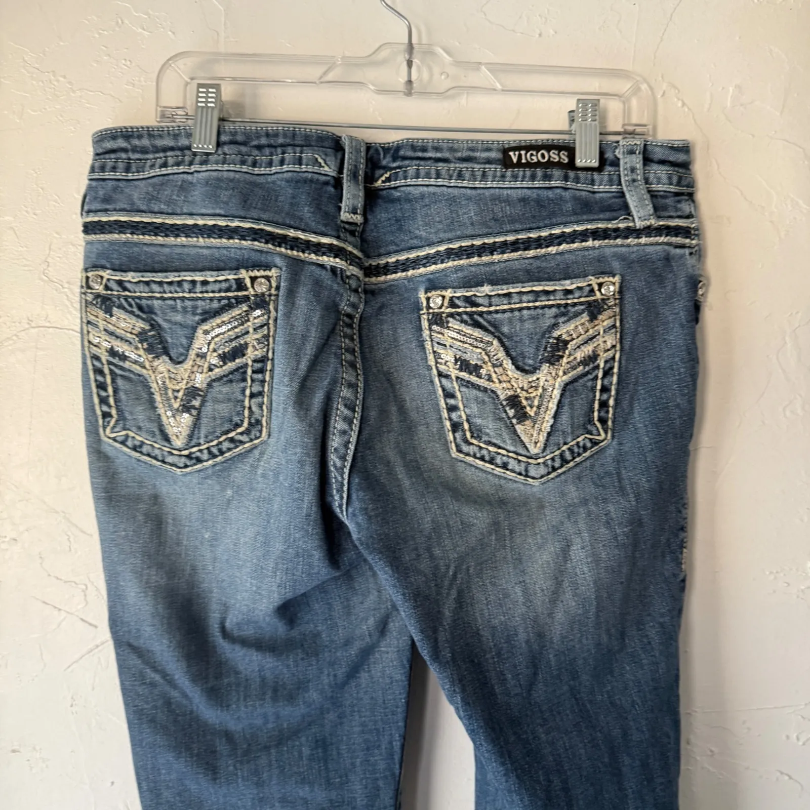 Vigoss Chelsea Capri Jeans Womens‎ Size 11/12 Embellished Pockets Medium Wash - Image 3