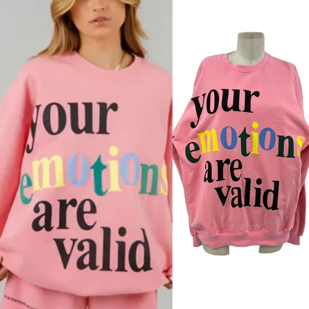 The Mayfair Group Emotions Are Valid Graphic Sweatshirt Pink One Size Petite - Image 2