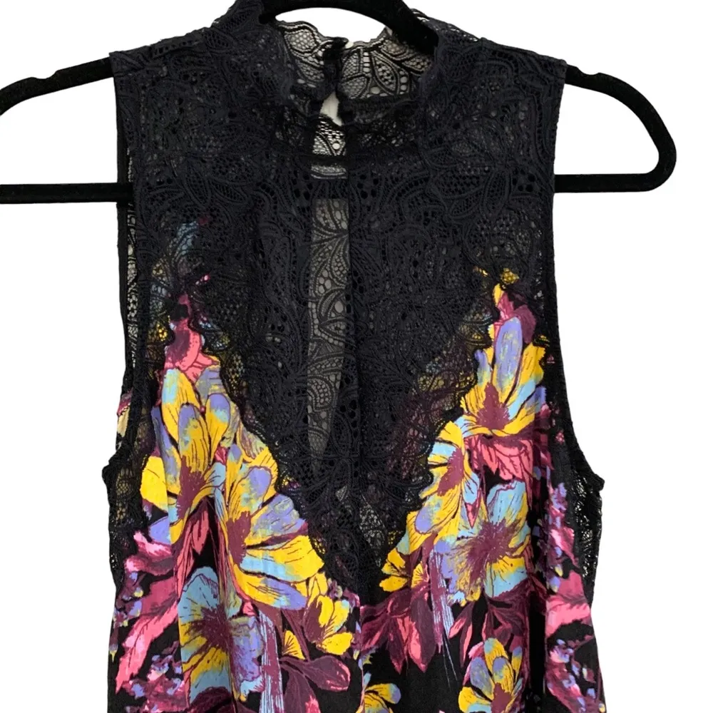 Intimately free people FP black lace floral Marsha tunic / mini dress mock neck - Image 8