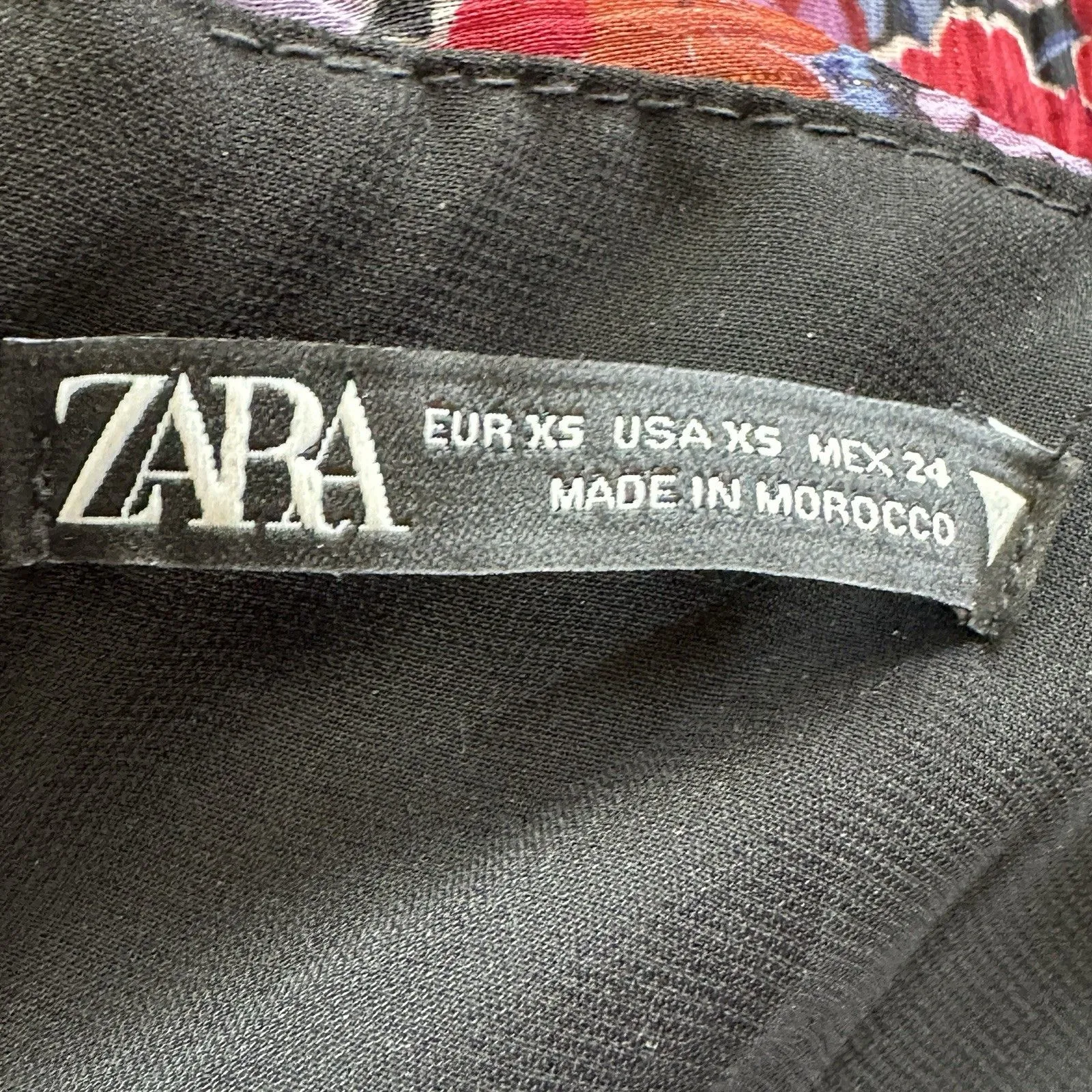 Zara XS Floral Print Puff Sleeve Ruched Draping Mini Dress Blogger Fave - Image 5