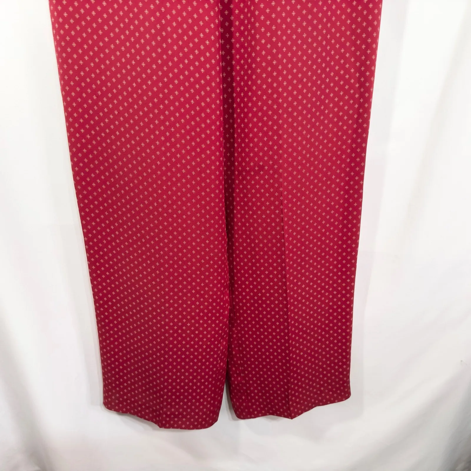 Talbots Size 8 Pants Red Silk‎ Red Gold Print High Waist Lined VTG Classic 959 - Image 5