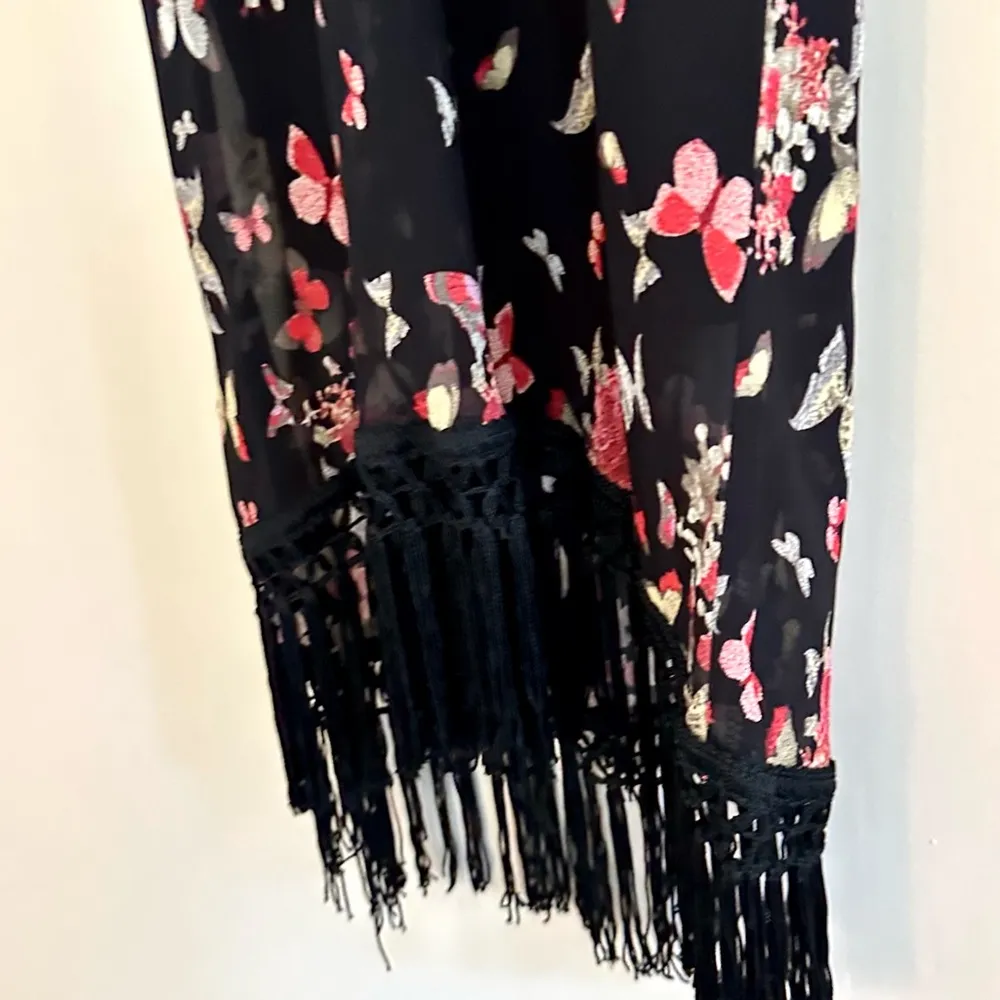 Vintage Y2K Butterfly Fringe Hem Halter Dress Goth Fairycore M Arden B Wet Seal Black Size M - Image 7