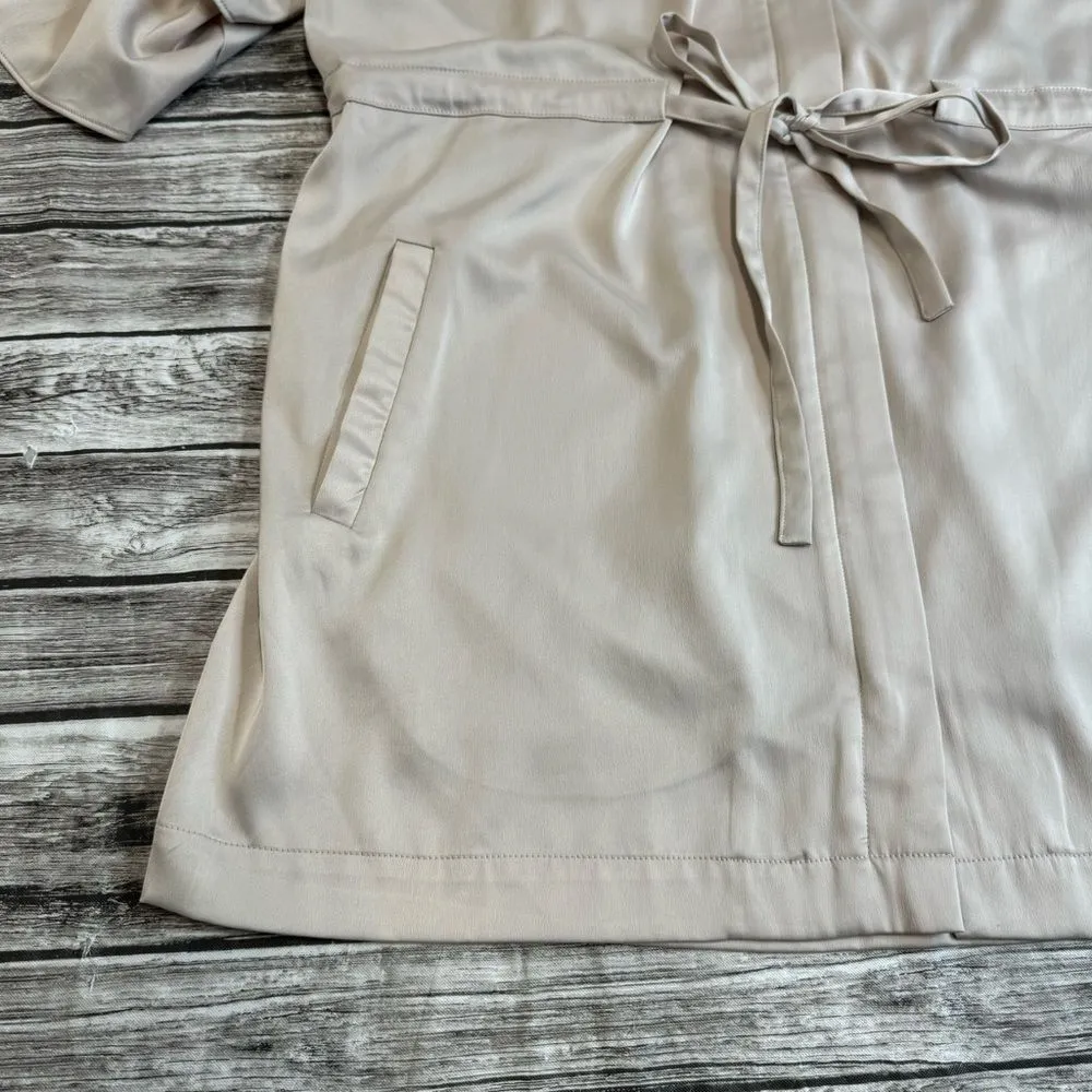 Caren Forbes Women's Satin Tunic Blouse Top Ruffle Sleeves L LG Large Champagne - Image 9