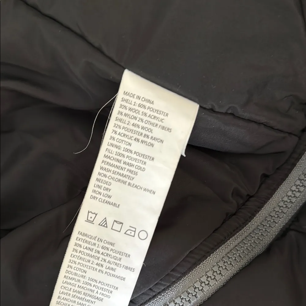 Prana Caprise Insulated Wool Blend Convertible Gray and Black Trench Coat - Image 13