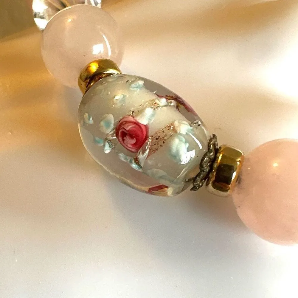 Rose Quartz crystal cross charm bracelet Pink - Image 11