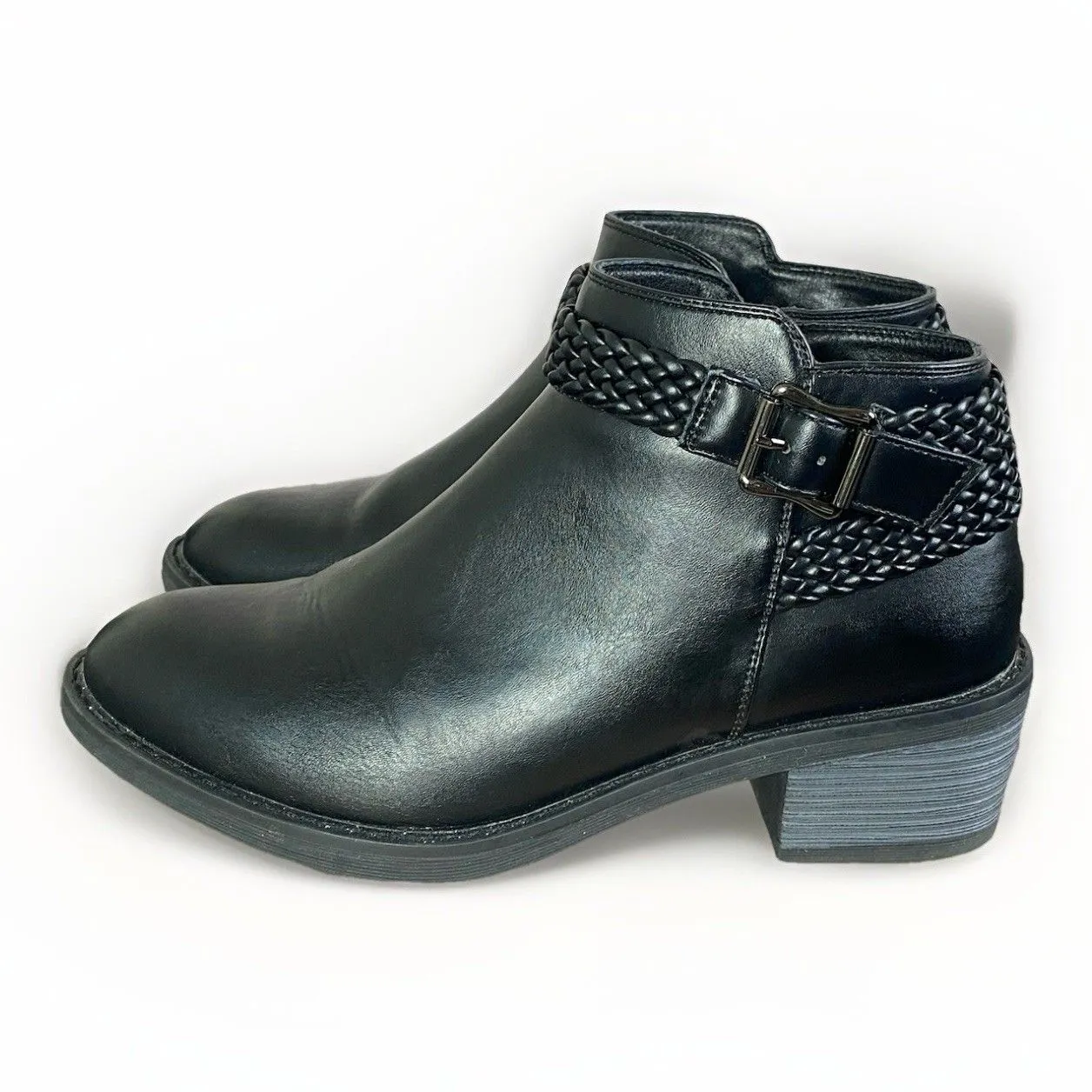 Jeossy Women's Faux Leather Ankle Boots Zipper Casual size 8 NRK23022 Black - Image 2