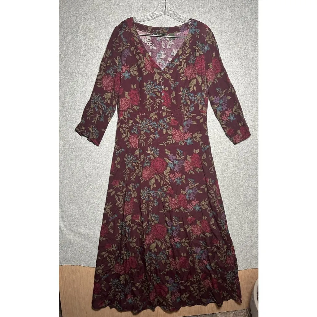 Vintage Eddie Bauer Medium Tall Womens Floral Maxi Dress Cottagecore Grunge - Image 5