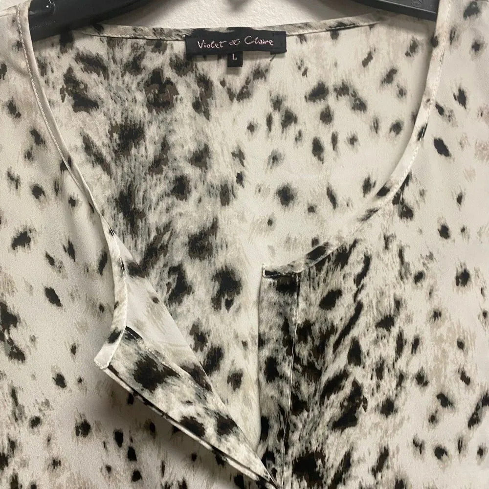 Violet & Claire Women’s Large Sheer Animal Print Top Blouse Hidden Button - Image 6