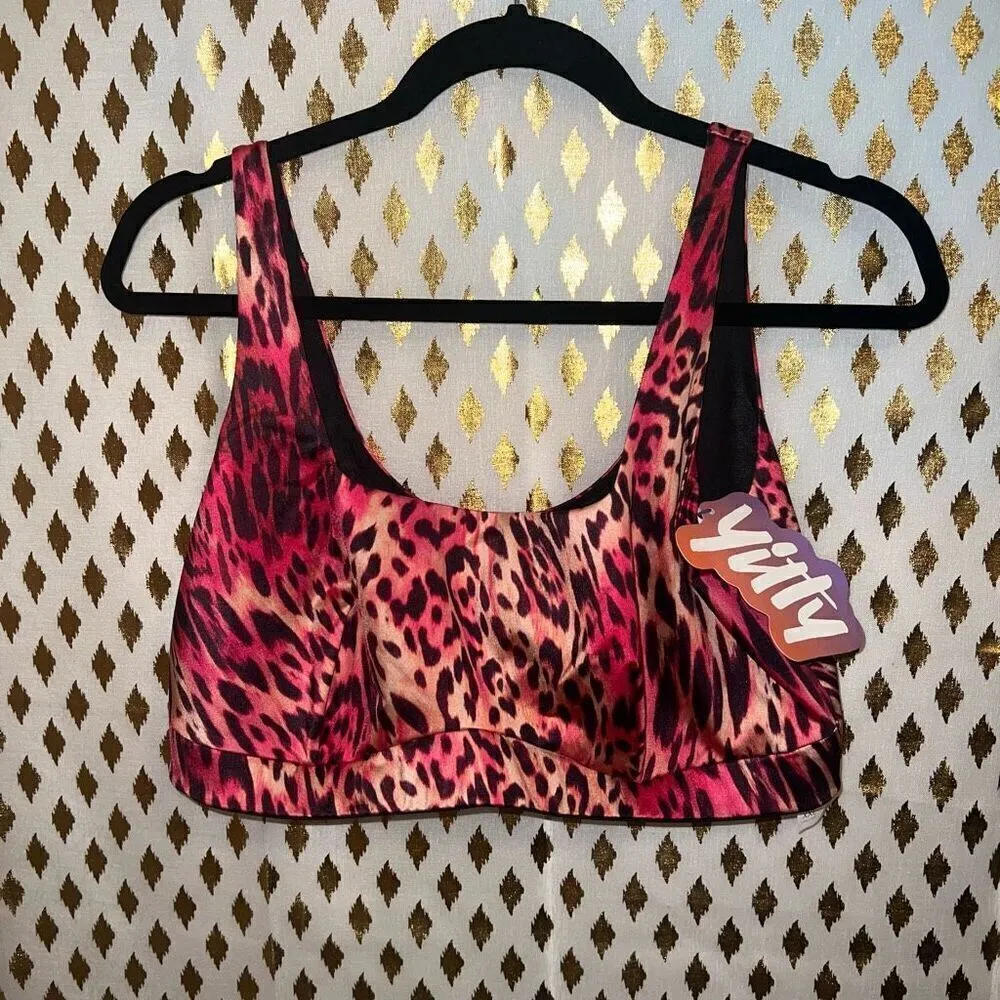 NWT YITTY pink leopard Headliner Shaping Midi Bralette sports bra size XXL - Image 3