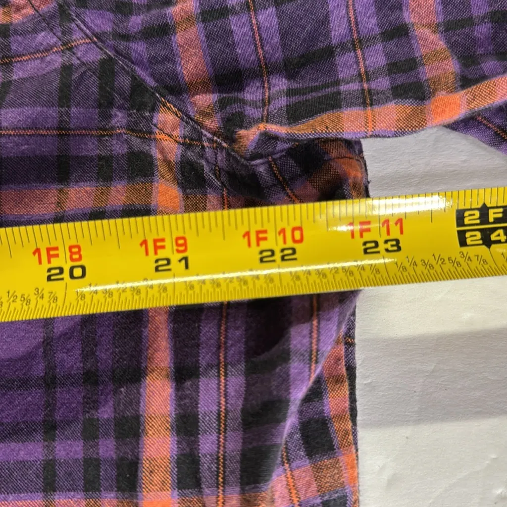 Krazy Kat Purple Orange Plaid Halloween embellished Button Down Shirt XXL bats - Image 14