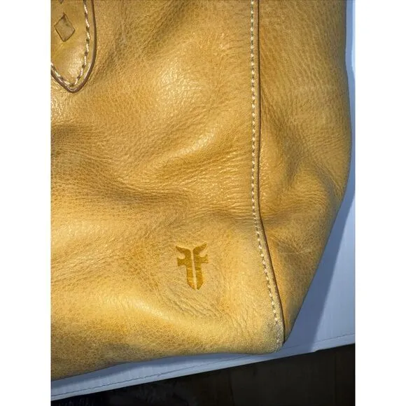 Frye Melissa Leather  Mustard Tote Bag‎ Cognac Large Shoulder Handbag W Stain - Image 5